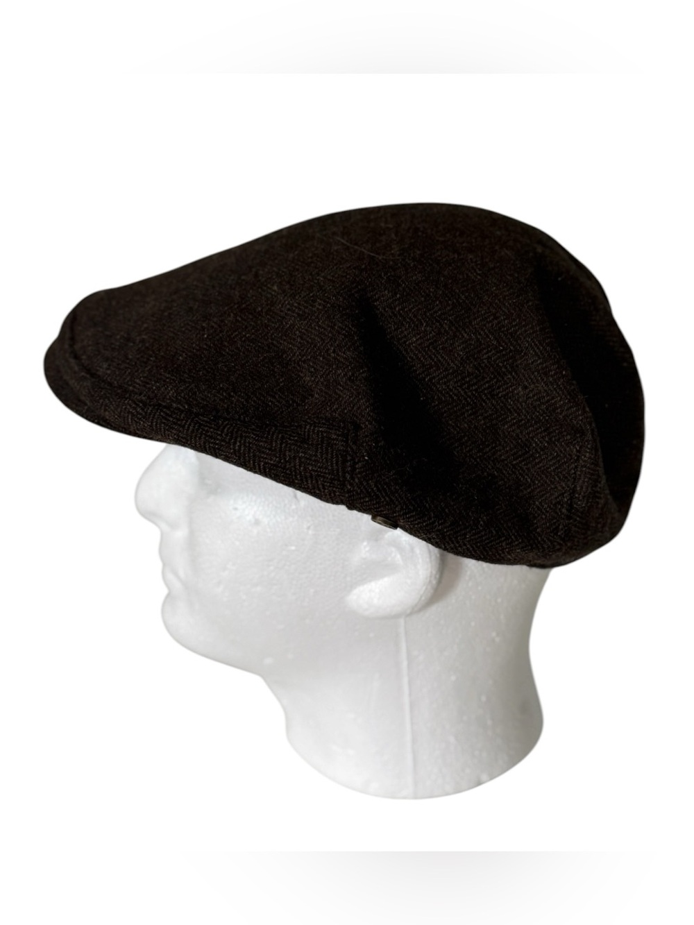 Vintage Style Brown Herringbone Newsboy Cap Medium Wool Blend Driving Ivy Hat